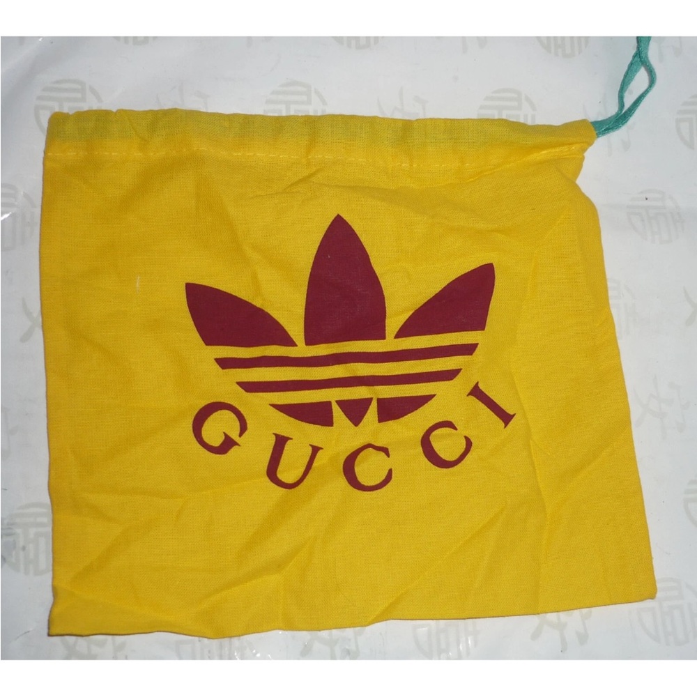 Gucci Yellow Drawstring Dust Bag with Burgundy Logo
